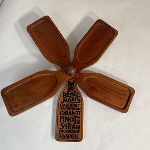 Primeware Inc Wine Bottle Shaped Wood Stackable Serving Platter Tray